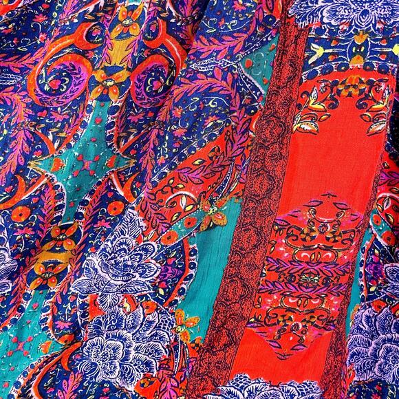 Free People Count Me in Trapeze Bohemian Tank Top Hot Red Combo size XS NWT - Picture 10 of 12